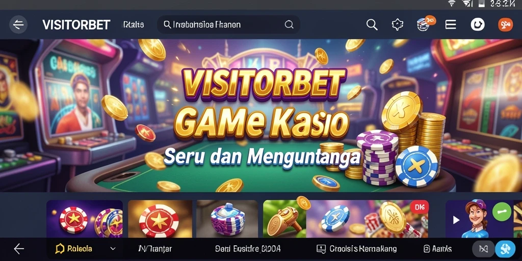 Screenshot gameplay utama VISITORBET menampilkan suasana kasino yang mengasyikkan.